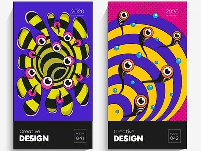 Bright abstract art illustration abstract bright brochure design bubble cartoon curves eyes futuristic illustration memphis design poster poster design psychedelic