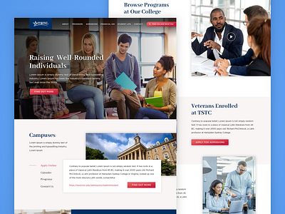 Technical College Template Design campus college community design online portal template texas ui universities university web ui webdesign website