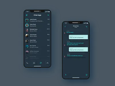 Simple Chat App adobe adobe xd appdesign branding chat chatapp dark theme dark ui design designowebtechnologies illustration typography xd xd ui kit xddailychallenge