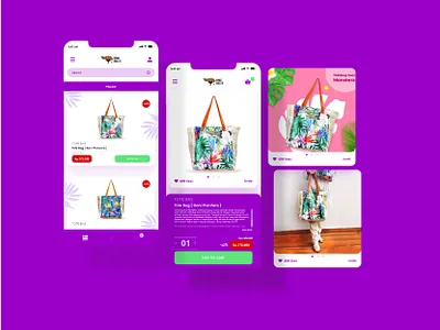 Mobile app - Shopping adobexd app app design branding cart catalog design design ecommerce app ethnic flat minimalist mobile app mobile app design mobile ui modern design nature shopping app shopping cart totebag ui