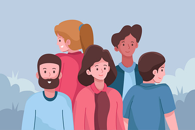 Smile in the crowd illustration set character design flat illustration illustration illustration kit illustrations landing page people people illustration vector vector illustration