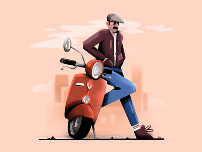 Vespa illustration adobe illustrator bright color combinations character design character exploring characterdesign flat illustration ipad procreate minimal clean design mobile tablet illustrations spring texture user interface ui vespa