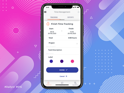 Time Tracking Overlay 016 dailyui dailyui 016 design form mobile overlay popup time tracking ui