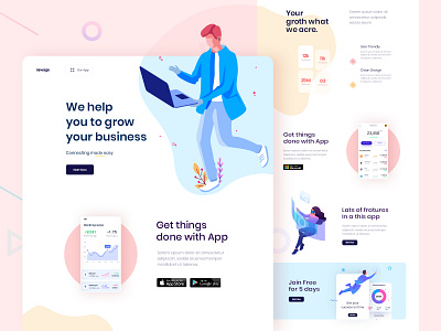 App Landing website deisgn 3d abstract app app landing page business corporate design design inspiration fashion illustration interection landing page layout minimal model onepage scrolling typography web website