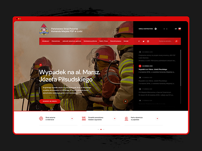 Państwowa Straż Pożarna Komenda Miejska PSP w Łodzi 👨‍🚒 agency design fire information landingpage onepage poland portal portalwebsite ui ux visiontrust webdesign webdesigner website