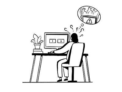 Digital anxiety anxiety business choices computer design fire illustration illustrator vector woman working