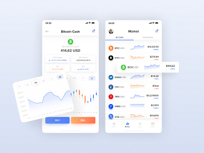 Cryptocurrency Market - Mobile App app app design appdesign application clean crypto cryptocurrency cryptocurrency app design interface iphone market mobile mobiledesign ui uiux ux