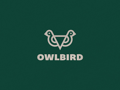 owlbird abstract animal bird branding clever eyes flat icon letter line logo mark minimal owl stroke vision