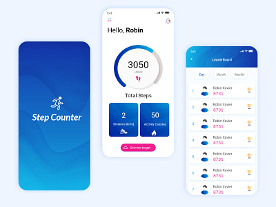 Step Counter 2020 2020 trends branding design fitness fitness app fitness center fitness club gym illustrator leader robsxdesign run step by step step counter steps stepsetgo ui