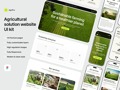 AgriPro – Agricultural solution Responsive Website ui kit design interface product service startup ui ux web