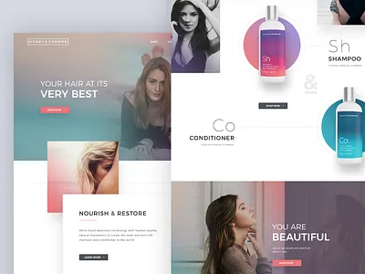 HairCare Website Design beauty design ecommerce gradient graphic design haircare hue shopaholic shopify shopping typography ui web web design webdesign webshop