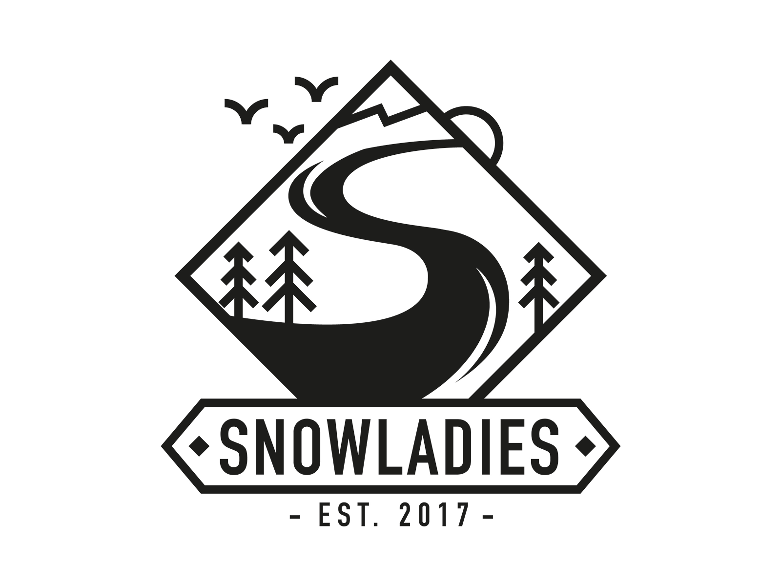 Snowladies blackandwhite bold brand female identity illustration illustrator logo logo design logotype snowboarding vector