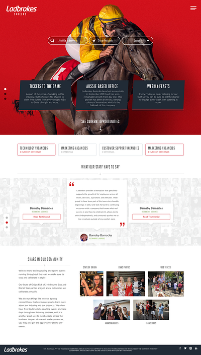 Ladbrokes Careers site UI