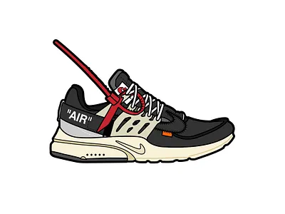 Off White x Nike Air Presto branding design flat icon illustration nike off white sneakers vector