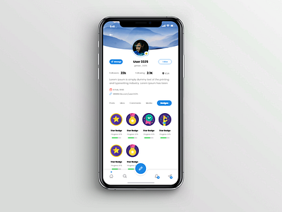 My Profile Badges - Oio Social Media App app dribbble ios profile page social media app ui design ux design visual design xd