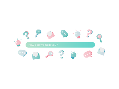 Maiia branding - FAQ branding branding design bubble chat bulb envelope icons idea illustration illustrator magnifier mail pastel question mark search bar