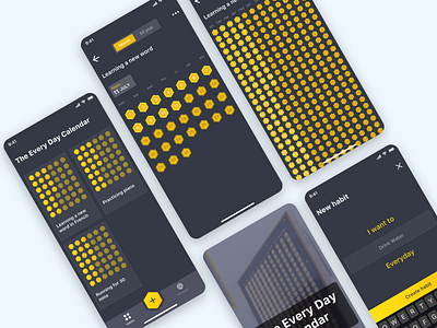 The Everyday Calendar app calendar card design daily design everyday habit tracker habits home ios profile ux