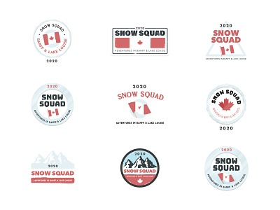 Snow Squad banff brand branding canada flag holiday illustration incentive lake lake louise location logo logomark mountain mountains rockies travel vacation winter winter wonderland