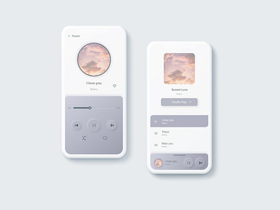 Music Player soft UI adobexd app design minimal mobile ui music app music player simple soft ui software design ui uiux ux