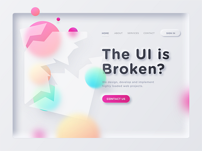 Design agency website glass gradient illustration landing neumorphic neumorphism skeumorphism ui