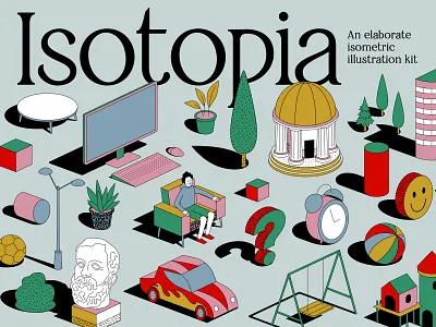 Isotopia - An elaborate isometric illustration kit art assets editable editorial graphics growth illustration illustrations illustrator print resources store style web