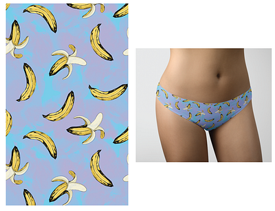 Banana Party Bikini Underwear Design apparel design banana banana illustration banana print fashion design fruit illustration lingerie textile print underwear