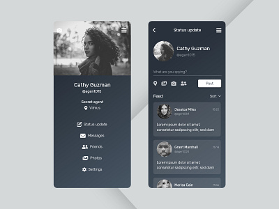 Status Update 081 adobe xd app button concept daily ui dailyui dark design feed minimalist post profile typography ui unsplash ux web xd