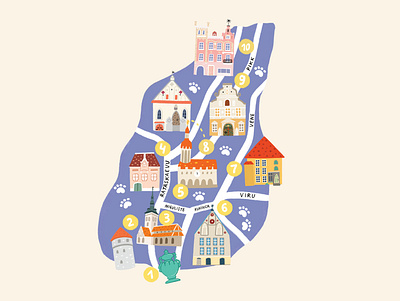 Tallinn Old town map city illustration map map illustration tallinn town travel