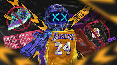 Mamba Mentality 24 commemorate cyberpunk design art illustration kobe kobebryant mamba spirit painting punk