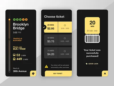 Navigation App black fireart fireart studio minimal mobile navigation ticket app tickets ux uxui