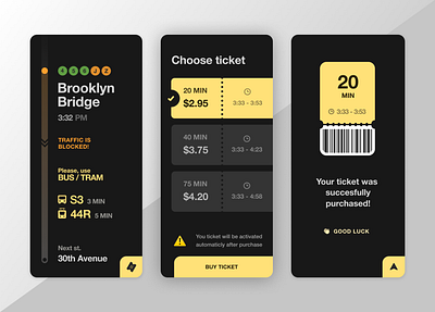 Navigation App black fireart fireart studio minimal mobile navigation ticket app tickets ux uxui