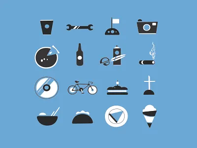map icons bike booze camera church cigar coffee cross flag hair icecream icons map noodles pie pizza record sandwich soup taco wrench