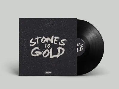 Stones to Gold album black bold branding cd dark illustration ministry mockup music script stones typography vinyl