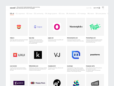 Saved bookmarks bookmarks card clean collection experiment illustration ios minimalism orange search ui web white white and black