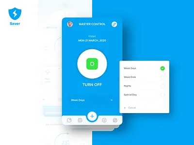 Saver - Master Control app design energy logo mobile apps monitoring preset quick ui ui ux ux