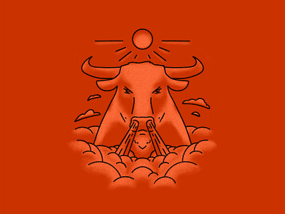 Angry Bull art bull cloud hot illustration procreate red orange sky sun texas texture