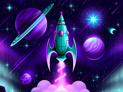 Lift Off 🚀 alien aliens astronaut blastoff freelance illustrator illustration illustrator mars nasa outer space photoshop rocket san diego saturn scifi space spaceship spacex synthwave ufo