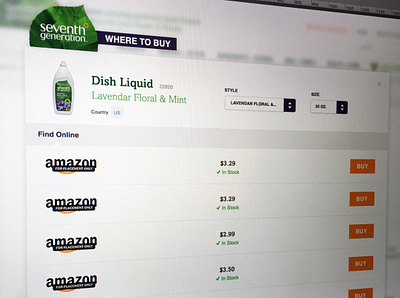 Where to Buy: Seventh Generation app ecommerce interface ui widget