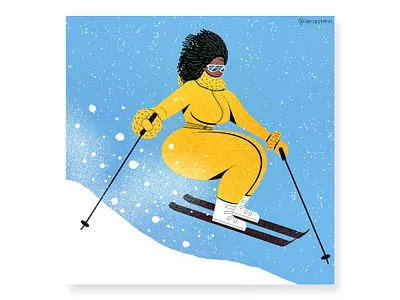Ski Girl athleticgirl curvy curvygirl illustration powder procreate ski skiing skis snow snowsuit