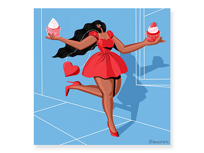 Valentine Cupcakes cupcakes curvy curvygirl heart hearts illustration procreate valentine valentines day valentinesday