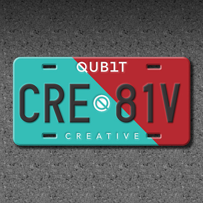 Qubit Creative License Plate - Dribbble Weekly Warmup brand branding clean corporate design flat icon license plate logo product design texture type typography vector