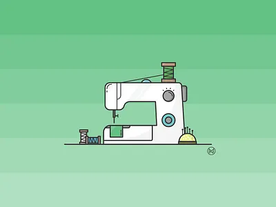 Sewing machine cartoon design home illustration outline sew sewing sewing machine shapes simple vector web webdesign white