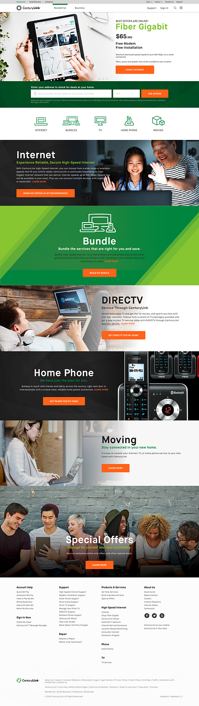 CenturyLink Home Page Redesign art direction design redesign ui ui design ux web web design website