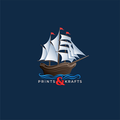 Prints & Krafts affinity designer branding design illustration logo ship vector