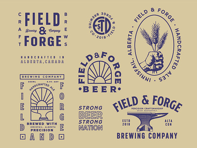 Field & Forge Brewing Brand Identity anvil badge badge design beer brand identity design branding branding design brewery craft craft beer design field forge illustration logo logo design typography