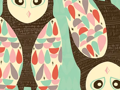 🦉Owl Have What She's Having 🦉 color design drawing flat illustration graphic design hand drawn illustration illustrator ipad minimal pattern vector