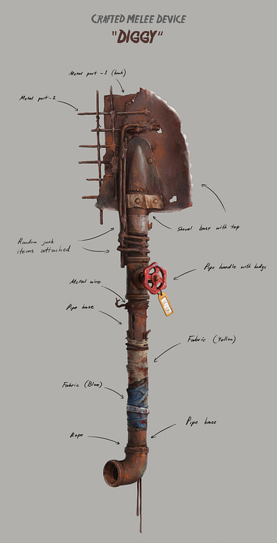 Game Design - Weapon Concept - "Diggy" concept art illustration shovel weapon design weapons