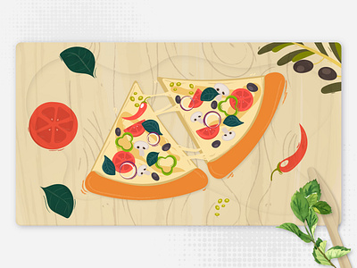 Pizza Illustration basil branding burger character cheese cook cooking fabistudio.com fastfood fatemeh.a fatemehalibakhshi food french fries illustrator junkfood margarita mushroom pizza slice tomato