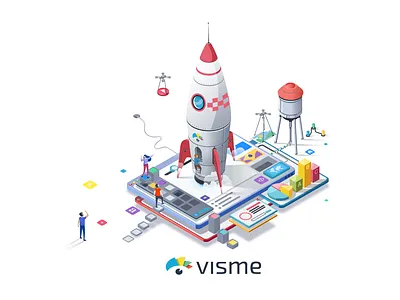 Visme Unleashed: Early accès branding character concept design flat flatdesign illustration illustrations isometric vector webpage webpage design website