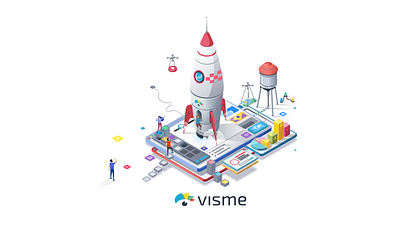 Visme Unleashed: Early accès branding character concept design flat flatdesign illustration illustrations isometric vector webpage webpage design website